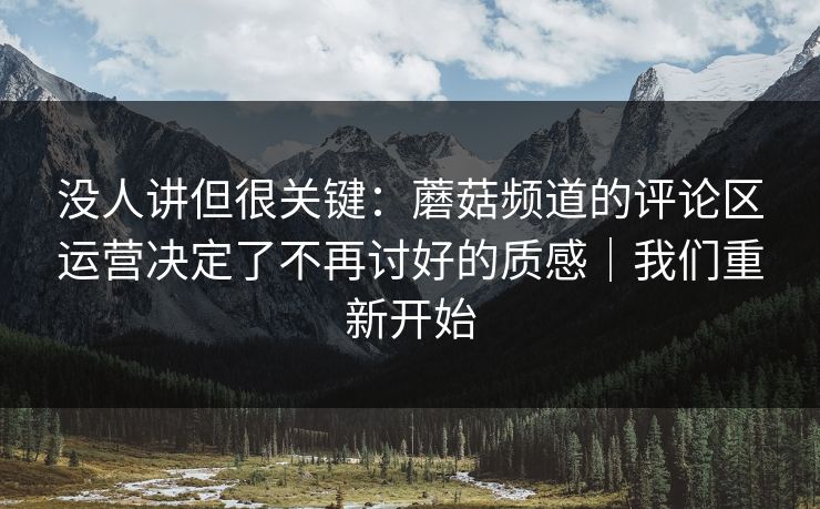 没人讲但很关键：蘑菇频道的评论区运营决定了不再讨好的质感｜我们重新开始